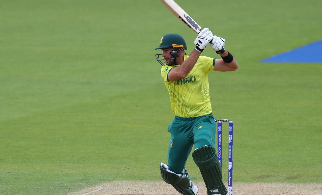 Aiden Markram plays a shot for South Africa