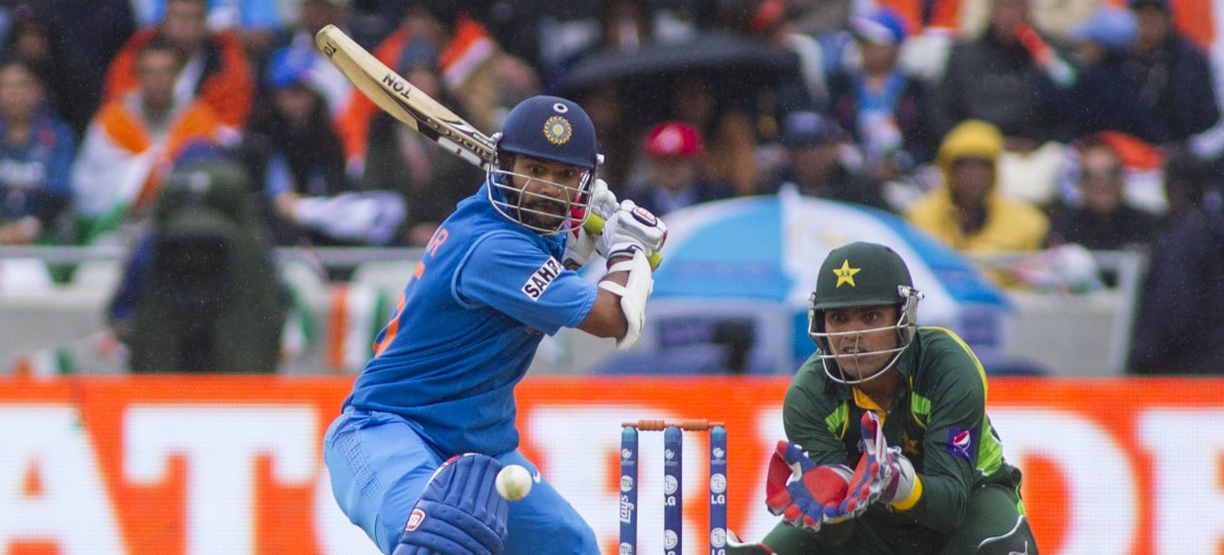 Shikhar Dhawan playing for India against Pakistan