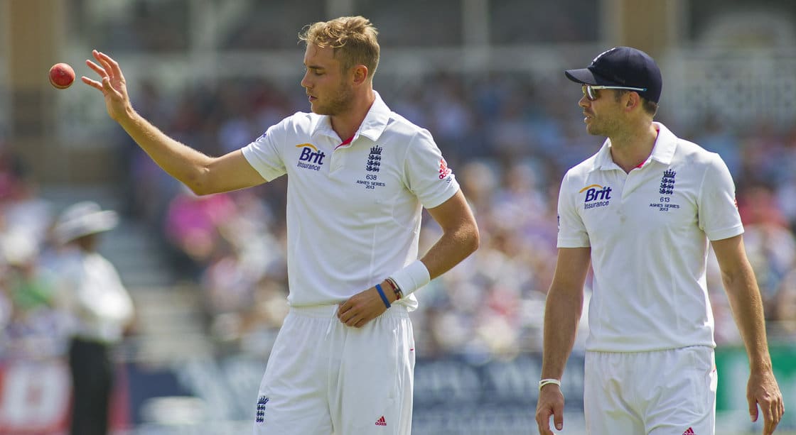 Stuart Broad and James Anderson in action for England
