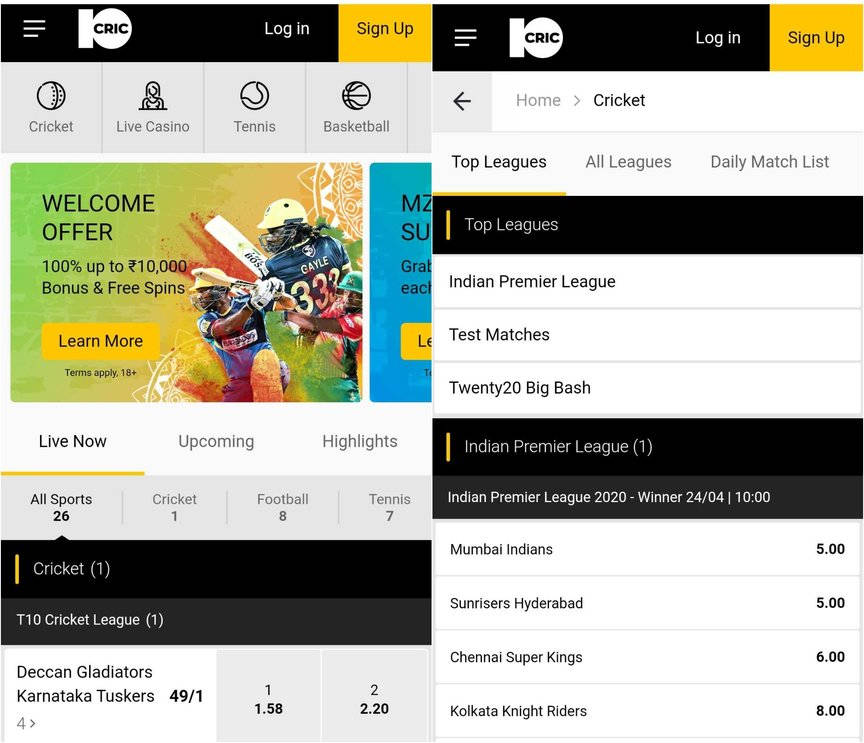 Top 10 Cricket Betting Apps