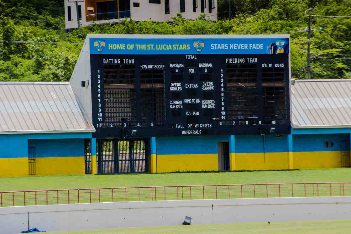 Scoreboard at Darren Sammy Stadium St Lucia