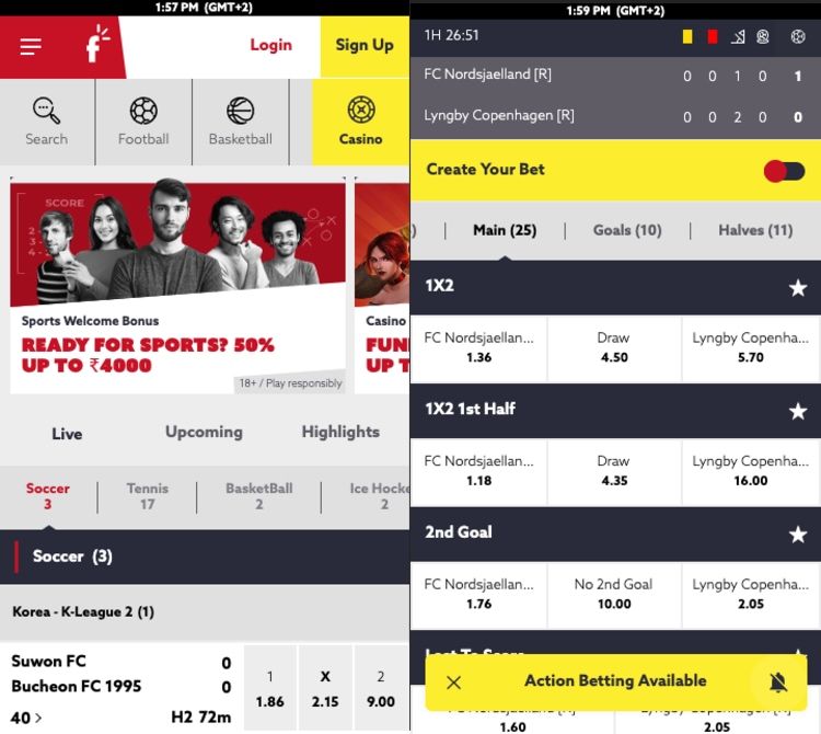 Funbet mobile screenshot India