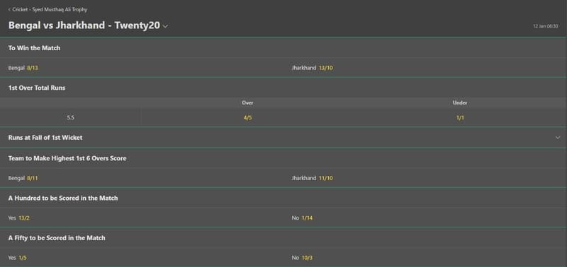 bet365 syed musthaq ali trophy odds 2021